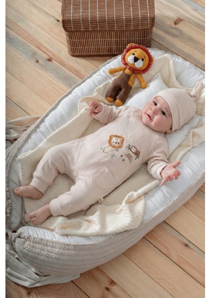 %100 Organik Pamuk Kumaş Baby Jungle Nakışlı Patiksiz Bebek Tulum fiyatları