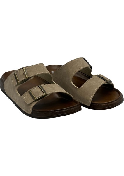 Deri Çift Bant Anatomik Erkek Terlik
