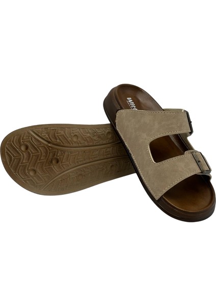 Deri Çift Bant Anatomik Erkek Terlik