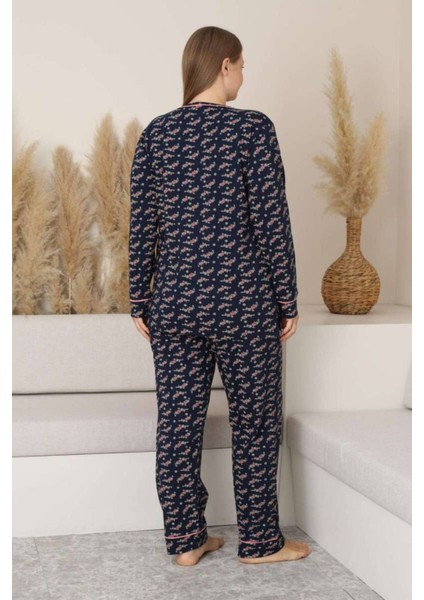 Büyük Beden Pijama Takımı - Çiçek Desen Uzun Kol Likralı Penye 2885UKB indirimleri