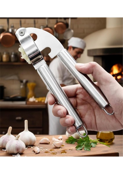 Paslanmaz Çelik Sarımsak Ezici 20 cm – Ergonomik Sarımsak Ezeceği Mutfak Yardımcısı