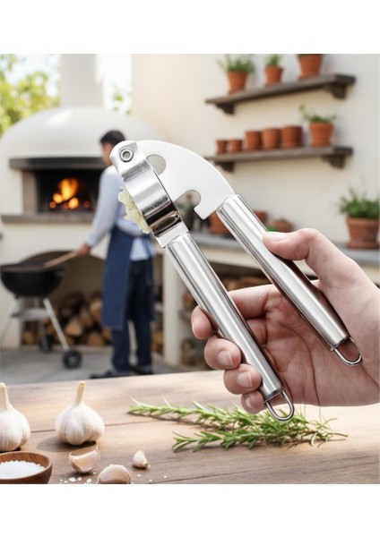 Paslanmaz Çelik Sarımsak Ezici 20 cm – Ergonomik Sarımsak Ezeceği Mutfak Yardımcısı