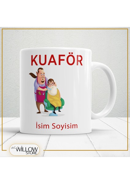 Kuaför Temalı Porselen Kupa Bardak,hediyelik,yüksek Kalite,meslekler Temalı