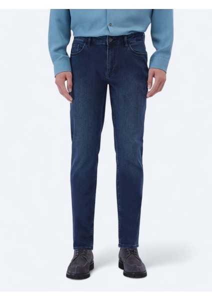 İndigo Slim Fit Denim Pamuk Karışımlı Pantolon
