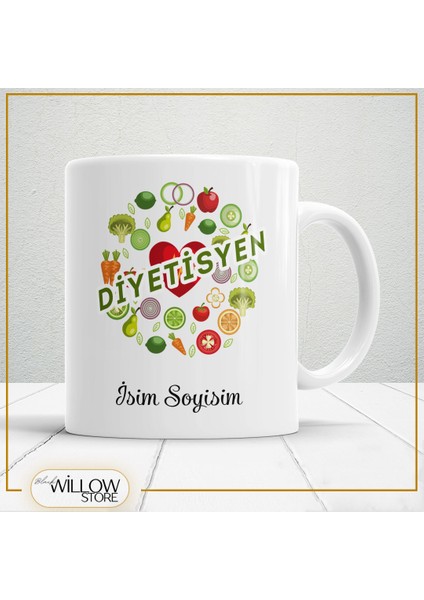 Diyetisyen 3 Temalı Porselen Kupa Bardak,hediyelik,yüksek Kalite,meslekler Temalı