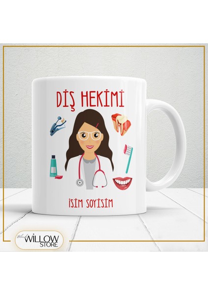 Diş Hekimi Porselen Kupa Bardak,hediyelik,yüksek Kalite,meslekler Temalı