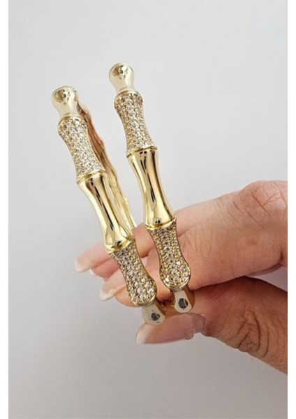 Özel Seri Bone Luxe Tasarım Zirkon Taşlı Kemik Model Kadın Çelik Kelepçe Altın fiyatları