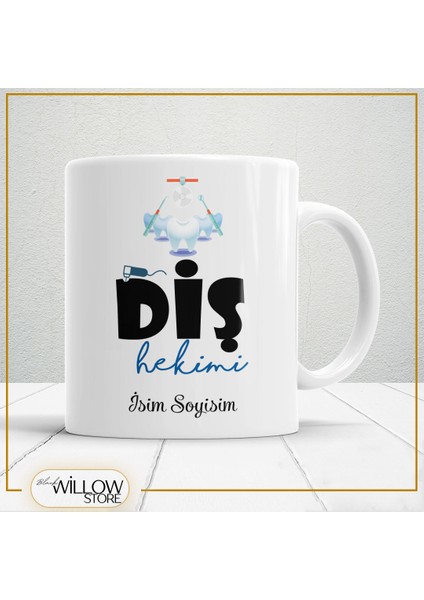 Diş Hekimi 3 Temalı Porselen Kupa Bardak,hediyelik,yüksek Kalite,meslekler Temalı