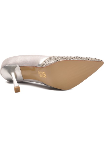 Gümüş Saten Taş Işlemeli Kadın Abiye Ayakkabı 357192 Z indirimleri