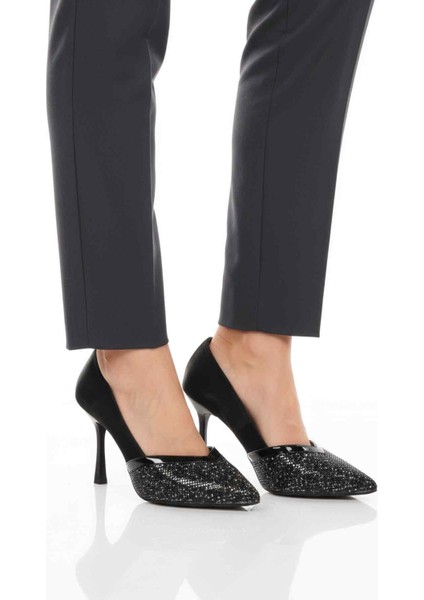 Siyah Saten Taş Işlemeli Kadın Abiye Ayakkabı 357192 Z