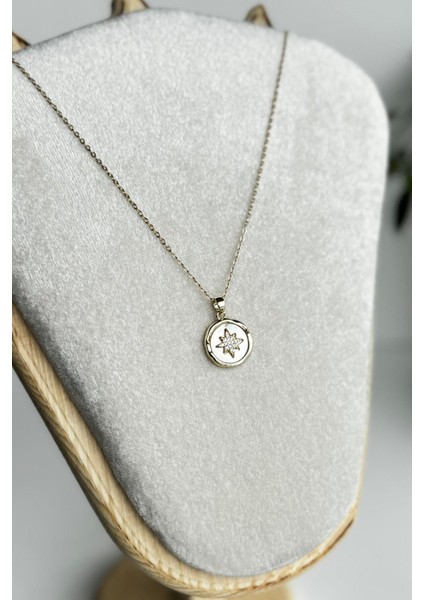 Özel Seri Sedefli Kutup Yıldızı Tasarım 45 cm Kadın Çelik Kolye Altın - 45 cm fiyatları