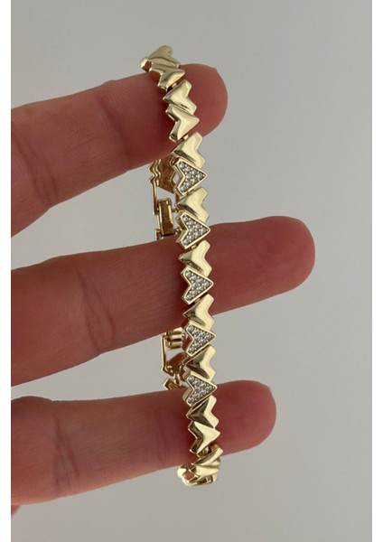 Özel Seri Ters Kalp Tasarım 14K Xuping Kadın Çelik Bileklik Altın