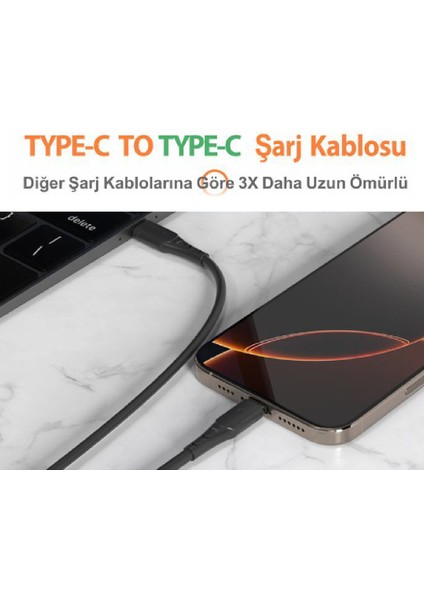 Pd Type-C Hızlı Şarj Kablosu Siyah — 17 / 17 Pro / 16 Pro Max / 16 Pro / 15 (Fiber) modelleri