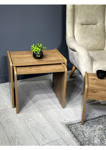 Lara Zigon Sehpa 3'lü Zigon Sehpa Yan Sehpa Ceviz modelleri