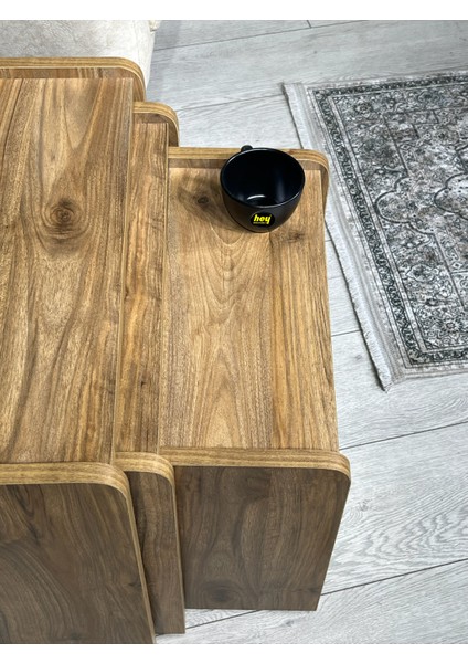 Lara Zigon Sehpa 3'lü Zigon Sehpa Yan Sehpa Ceviz indirimleri