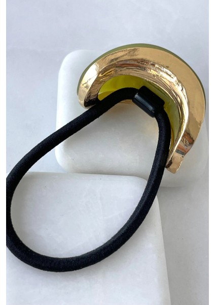 Mermer Görünümlü Tümsek Tasarım Gold Detaylı Kadın Lastik Toka Haki modelleri