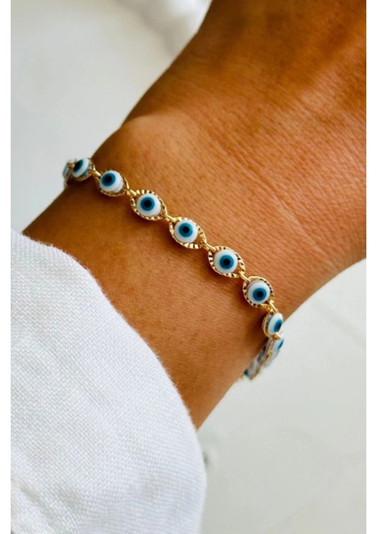 Özel Seri 14 K Xuping Nazar Boncuğu Tasarım Kadın Çelik Bileklik Altın