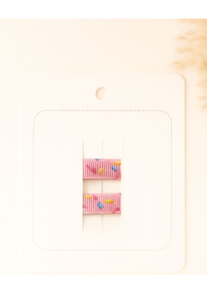 Renkli Konfeti Desenli Pembe Fiyonk Saç Tokası Klipsli - 2'li Set fiyatları