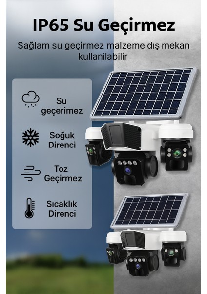 Sim Kartlı 3 Kameralı Gece Görüşlü Solar Güvenlik Kamerası modelleri