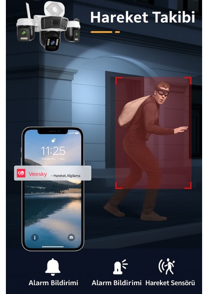 Sim Kartlı 3 Kameralı Gece Görüşlü Solar Güvenlik Kamerası indirimleri