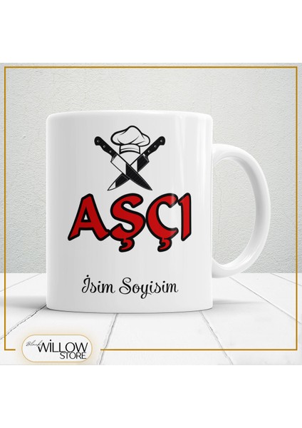 Aşçı Temalı Porselen Kupa Bardak,hediyelik,yüksek Kalite,meslekler Temalı