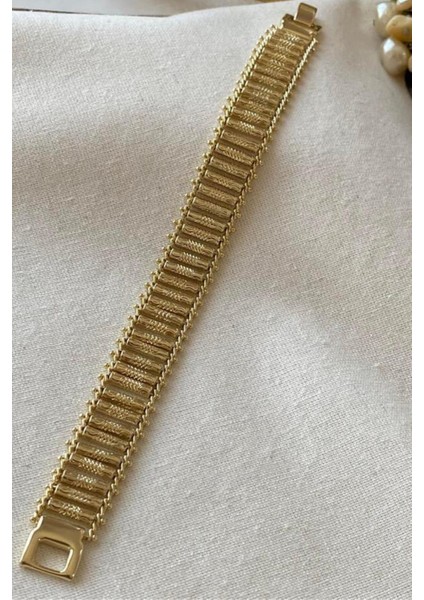 Özel Seri Tırtıklı Silindir Tasarım 14K Xuping Kadın Çelik Bileklik Altın modelleri