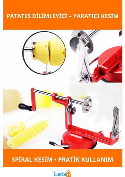 Spiral Patates Dilimleyici Çubukla Farklı Patates Cipsi Yapımı