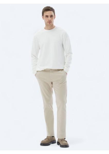 Ekru Bisiklet Yaka Sweatshırt