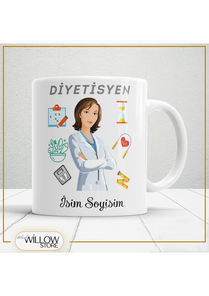 Diyetisyen 5 Temalı Porselen Kupa Bardak,hediyelik,yüksek Kalite,meslekler Temalı