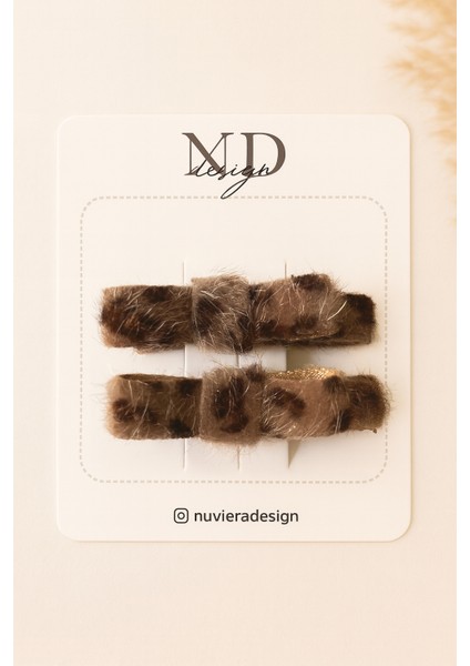 Leopar Desenli Klips Toka - 2'li Set