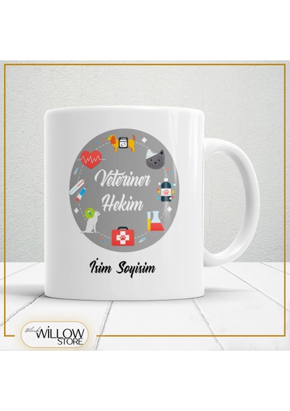 Veteriner Hekim 3 Temalı Porselen Kupa Bardak,hediyelik,yüksek Kalite,meslekler Temalı