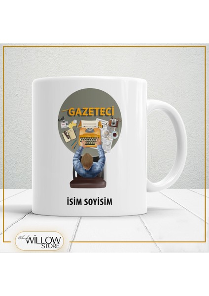 Gazeteci Temalı Porselen Kupa Bardak,hediyelik,yüksek Kalite,meslekler Temalı