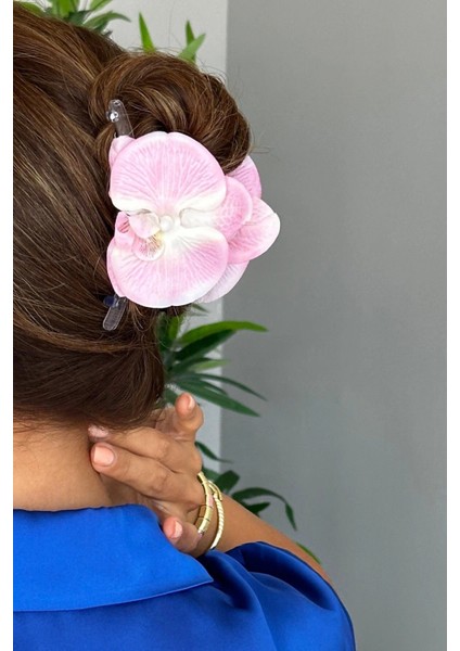 Orkide Çiçeği Tasarım Kadın Mandal Toka Pudra Pembe fırsatları