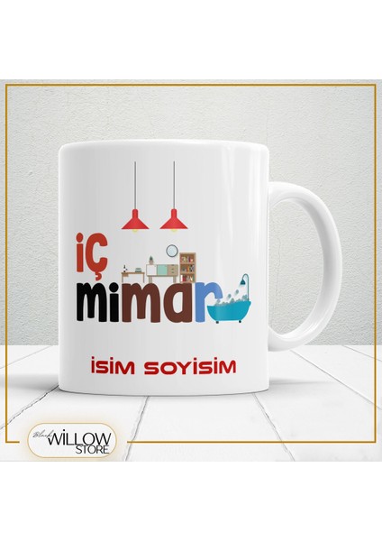 Iç Mimar Temalı Porselen Kupa Bardak,hediyelik,yüksek Kalite,meslekler Temalı