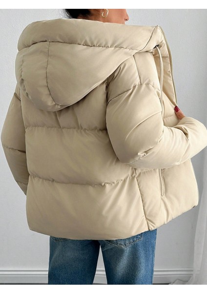 Kadın Kapüşonlu Şişme Mont