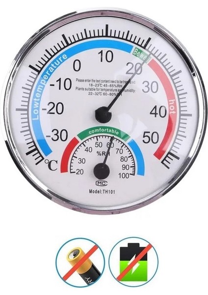 Sıcaklık Nem Ölçer Higrometre Termometre 2ın1 Nikelajlı Tasarım Asılabilir Veya Masa Üstü