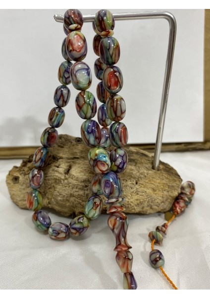 Kehribar Renkli Usta Işi Tespih