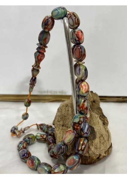 Kehribar Renkli Usta Işi Tespih modelleri