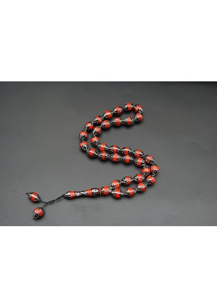 Siyah İnci Oltutaşı Beyzi Model Kırmızı Damla Oltu Taşı Tesbih ST000152 fiyatları