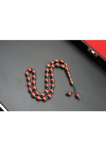 Siyah İnci Oltutaşı Beyzi Model Kırmızı Damla Oltu Taşı Tesbih ST000152 modelleri