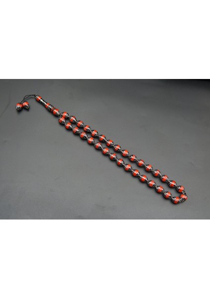 Siyah İnci Oltutaşı Beyzi Model Kırmızı Damla Oltu Taşı Tesbih ST000152 fırsatları