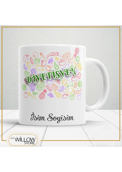 Diyetisyen Temalı Porselen Kupa Bardak,hediyelik,yüksek Kalite,meslekler Temalı