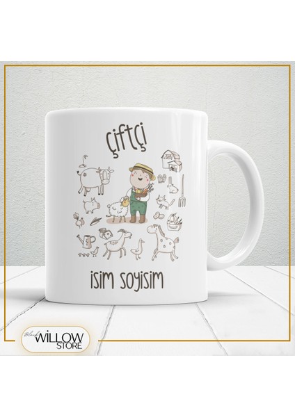 Çiftçi Temalı Porselen Kupa Bardak,hediyelik,yüksek Kalite,meslekler Temalı