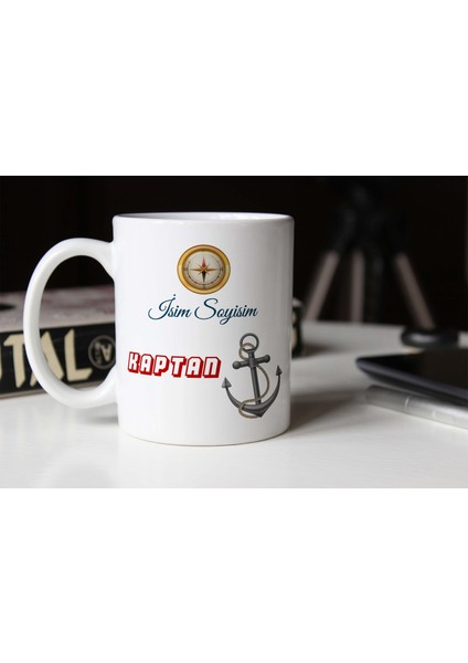 Kaptan Temalı Porselen Kupa Bardak,hediyelik,yüksek Kalite,meslekler Temalı