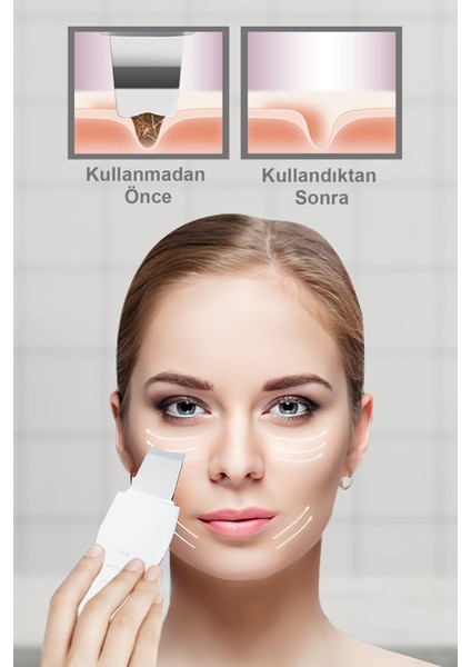 Ultrasonik Yüz Temizleme Cihazı Scrubber | Siyah Nokta Akne Peeling Lifting Nemlendirme Aleti