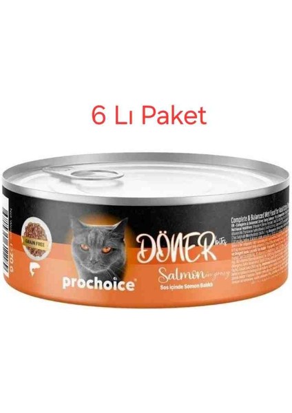 Prochoice Döner Bites Sos Içinde Somon Balıklı Yetişkin Kedi Konservesi 70 gr -6 Lı Paket