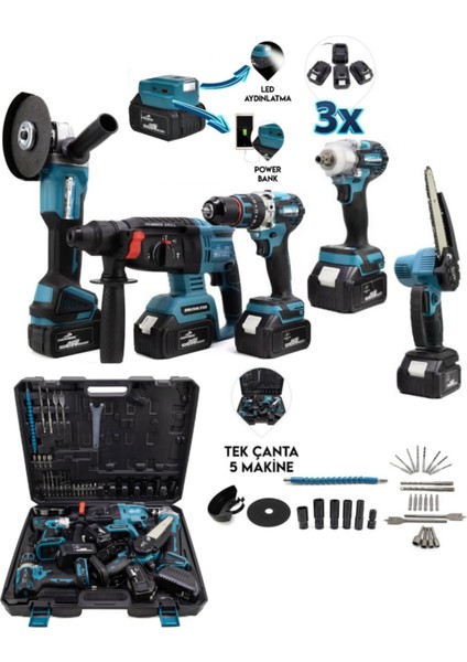 6'lı Altılı Şarjlı Matkap Seti Çelik Mandrel Vidalama