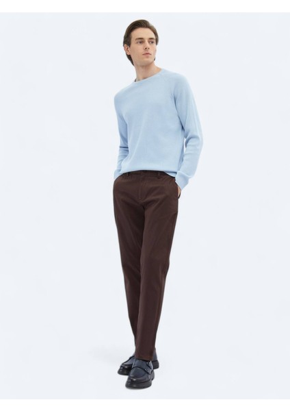 Mavi Bisiklet Yaka Desenli Triko Kazak