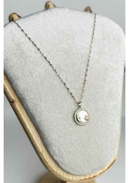 Özel Seri Gün Batımı Tasarım 45 cm Kadın Çelik Kolye Altın