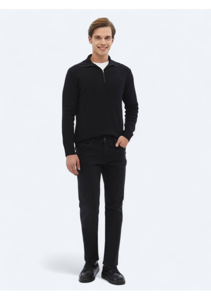 Siyah Desenli Triko Kazak